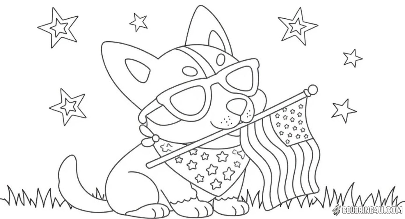 Cute Dog Wearing Sunglasses American Flag