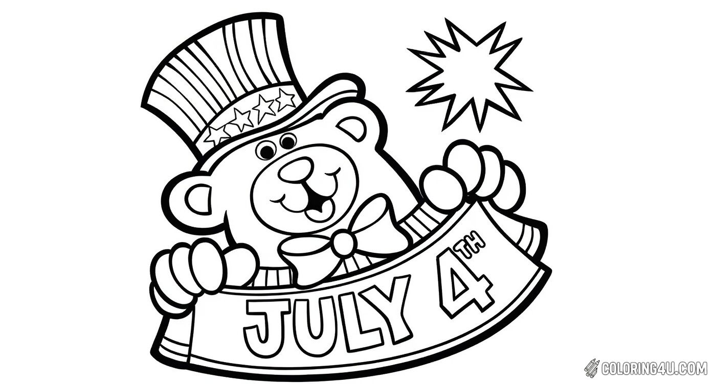 Cute Patriotic Bear July 4th
