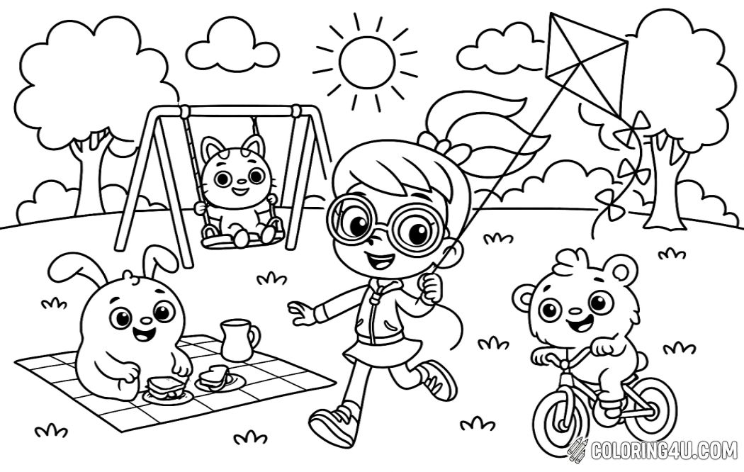 Abby And Friends Playing In Park