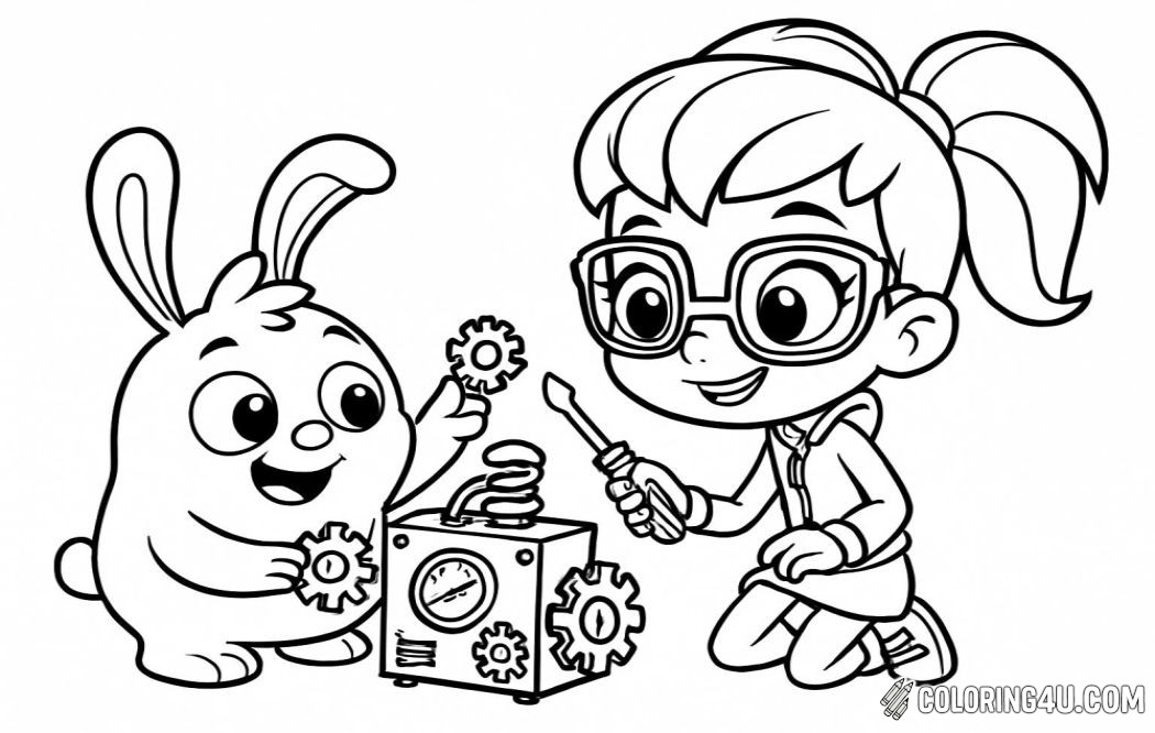 Abby Hatcher And Bozzly Fixing A Gadget