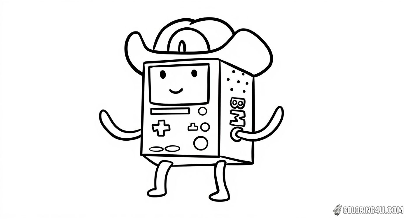 Adventure Time Bmo Cartoon Character Coloring Page