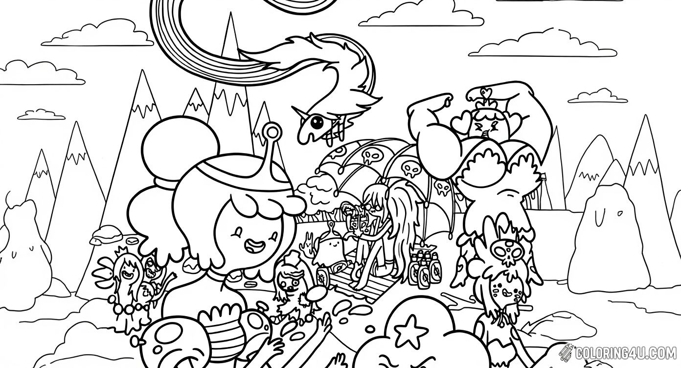Adventure Time Candy Kingdom Friends Coloring Page