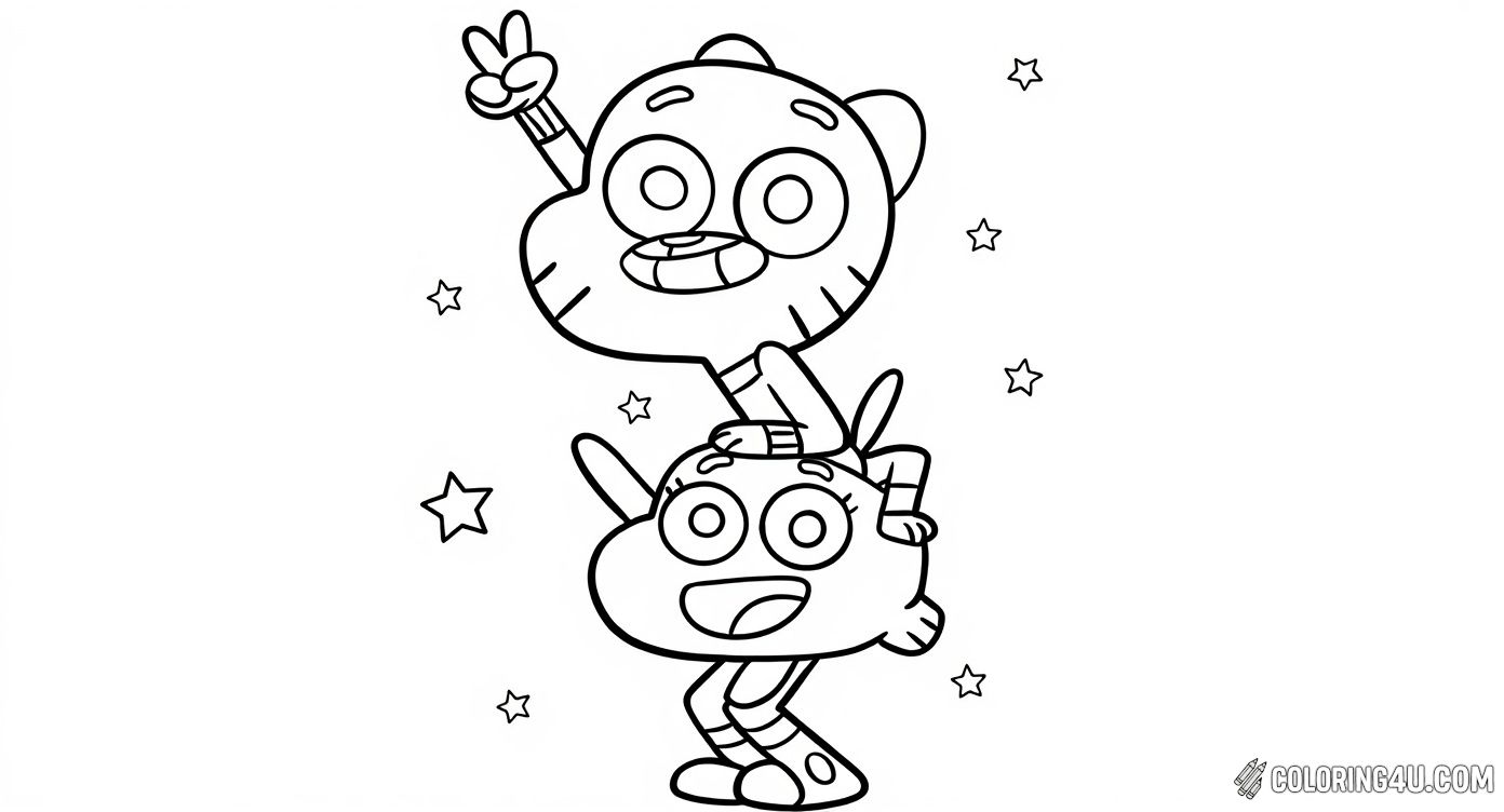 Gumball Riding Darwin Stars Background
