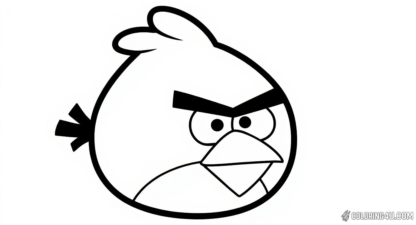 Angry Birds Red Bird Simple Outline