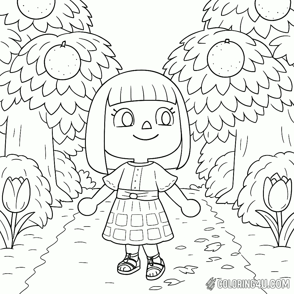Animal Crossing Player In Orange Orchard