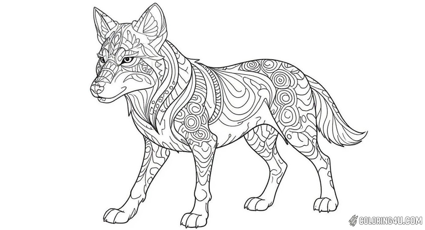 Discover the fierce beauty of the wolf in this detailed mandala coloring page! Young artists can have fun filling in the elaborate patterns that make this majestic animal come alive, perfect for kids who love wildlife and nature.