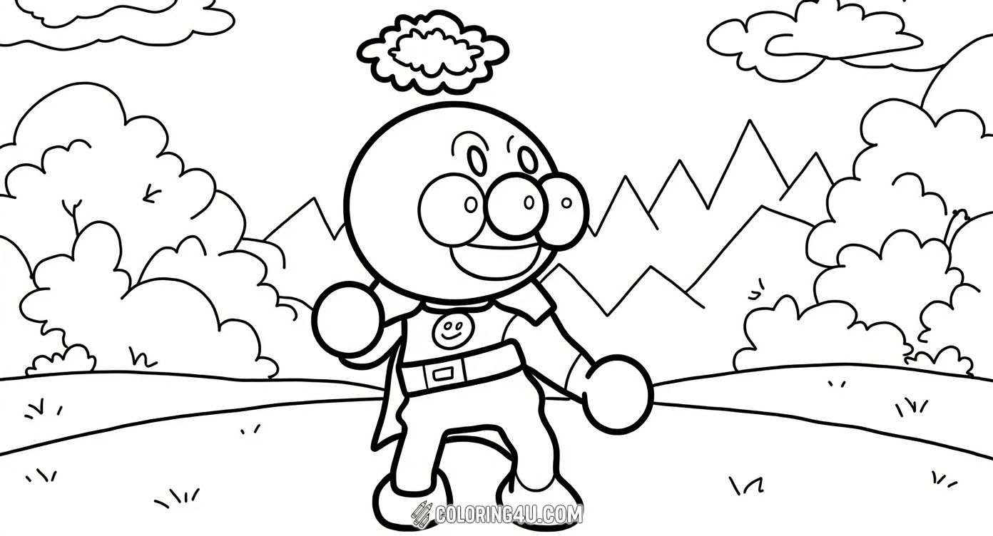 Anpanman Hero Standing Outdoor Scene