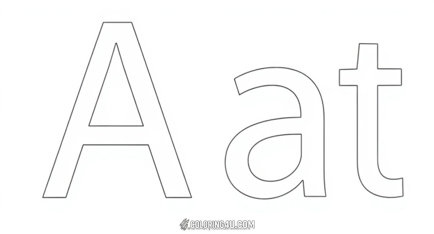 Learn the letter A with this delightful coloring page featuring two cute ants and big uppercase and lowercase A's. It's a wonderful way for kids to have fun coloring while practicing their ABCs and exploring the world of ants.