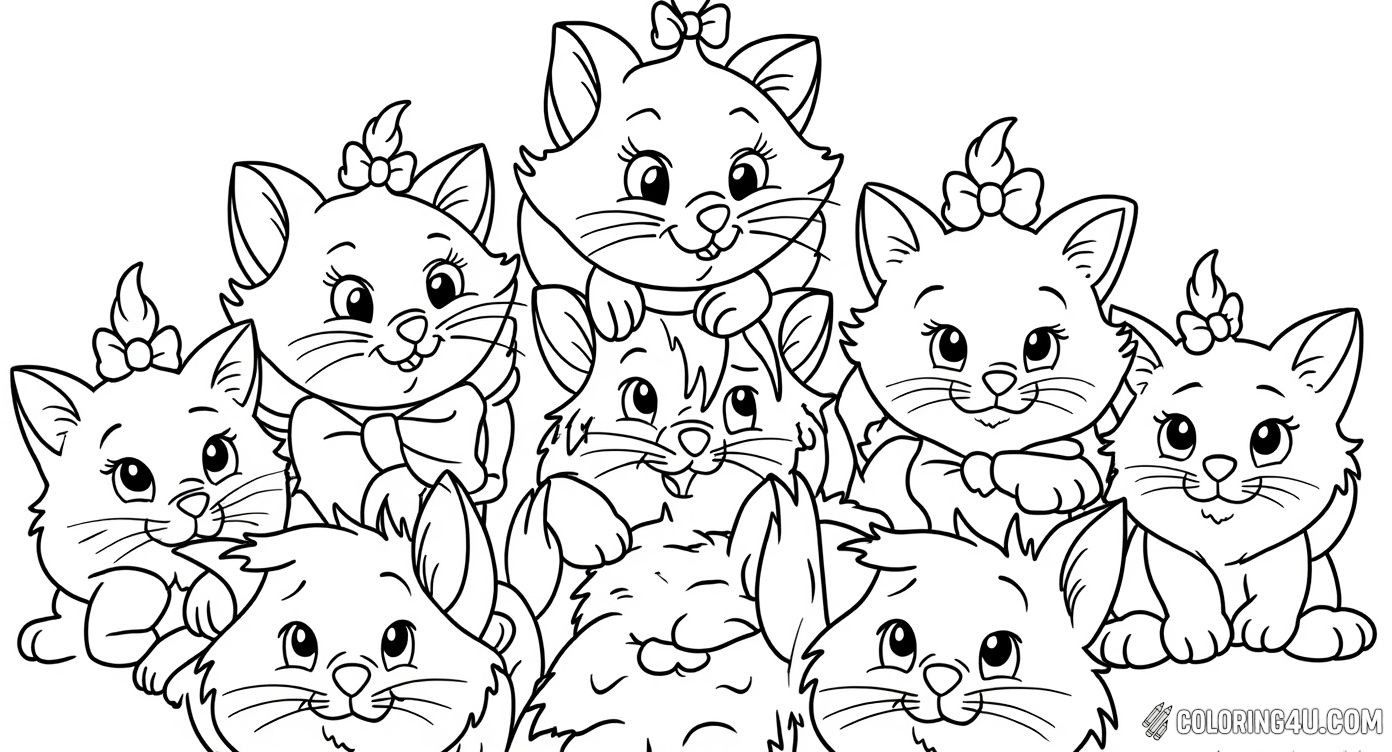 Cute Aristocats Kittens Stack Playful