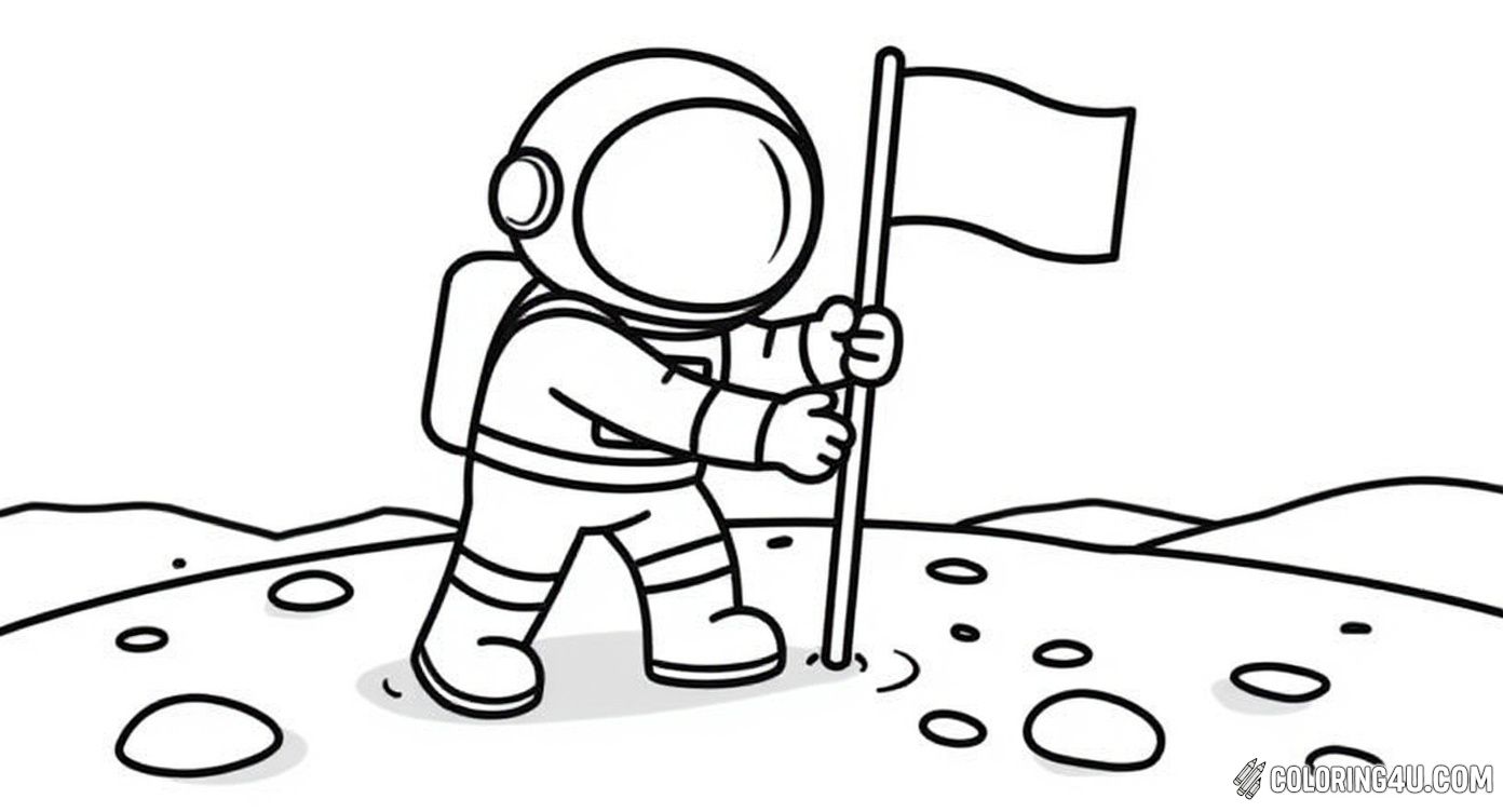 Astronaut Planting Flag On Moon