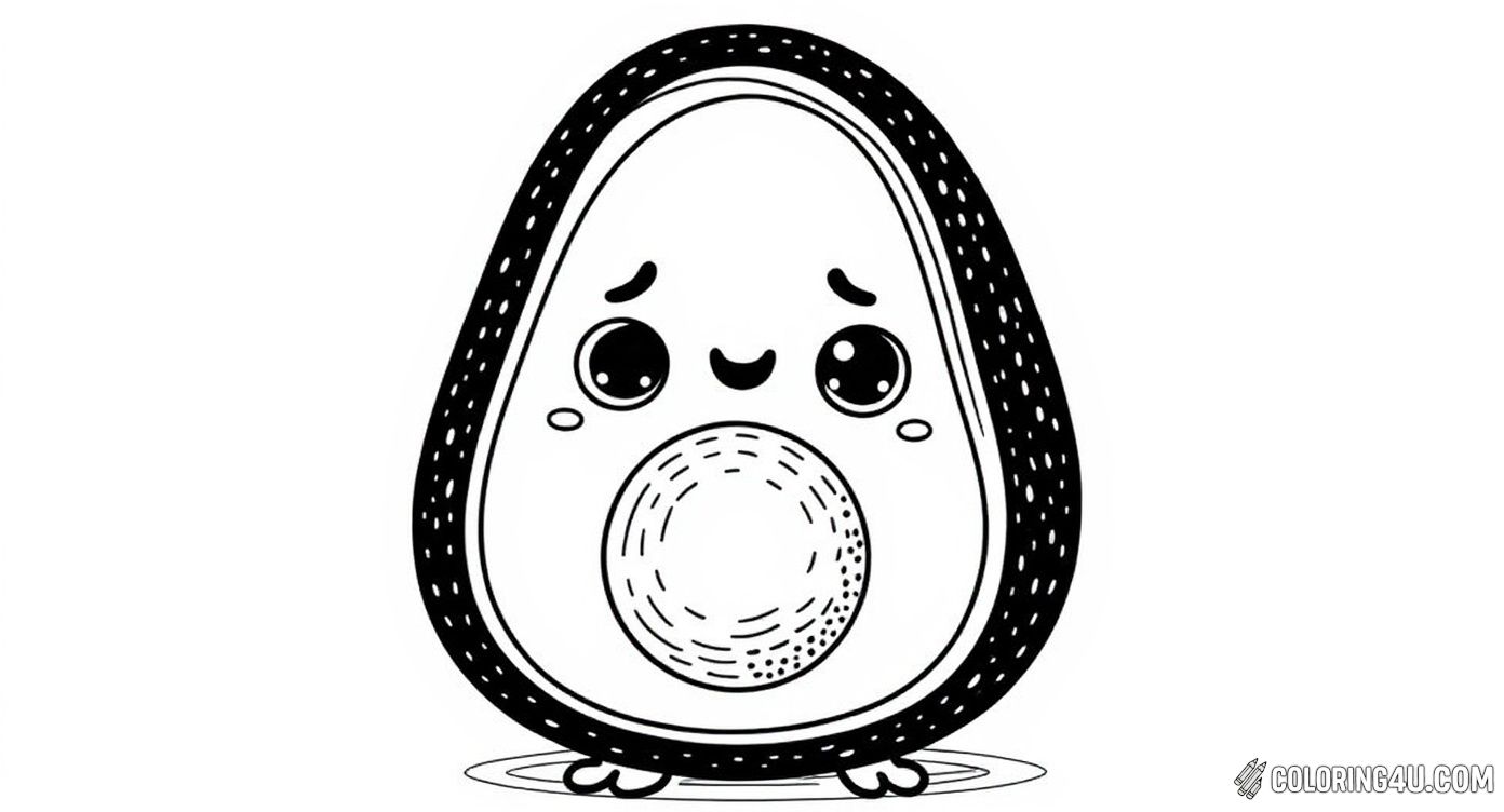 Cute Kawaii Avocado Character With Rainbow