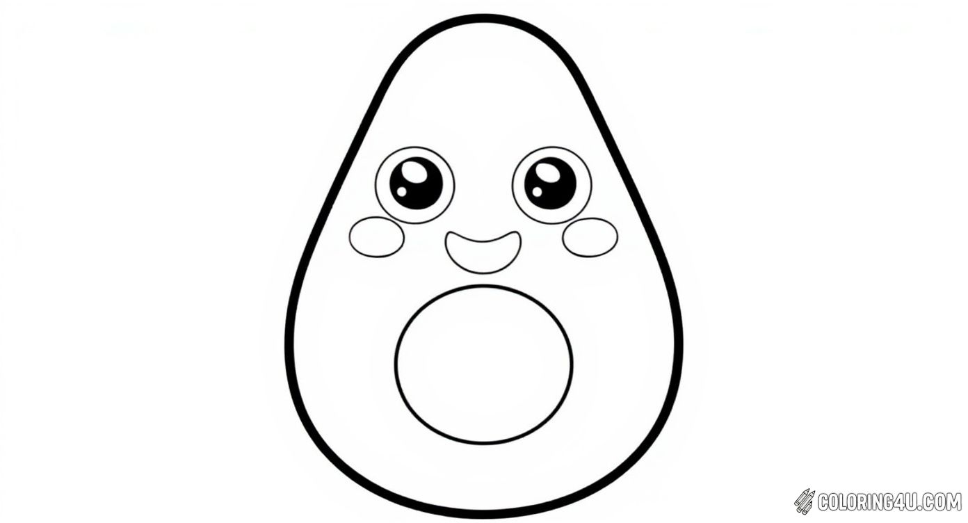 Happy Cartoon Avocado Face Drawing Step Four
