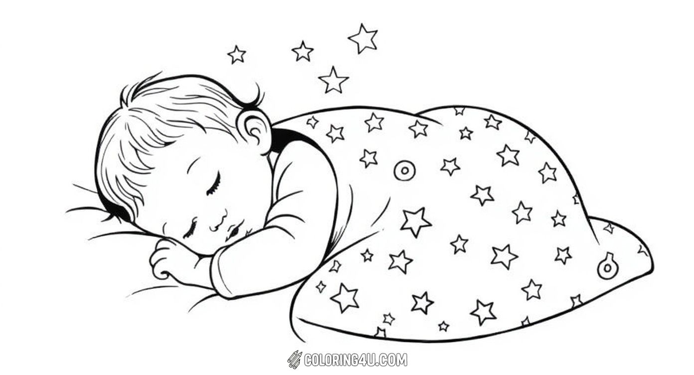 Sleeping Baby Under Starry Blanket