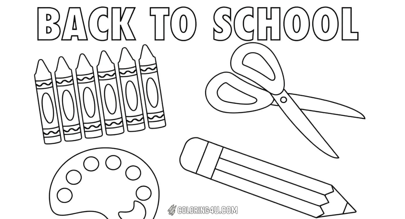 Back To School Supplies Coloring Page