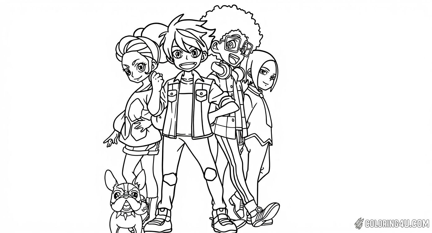 Bakugan Friends Group Coloring Page