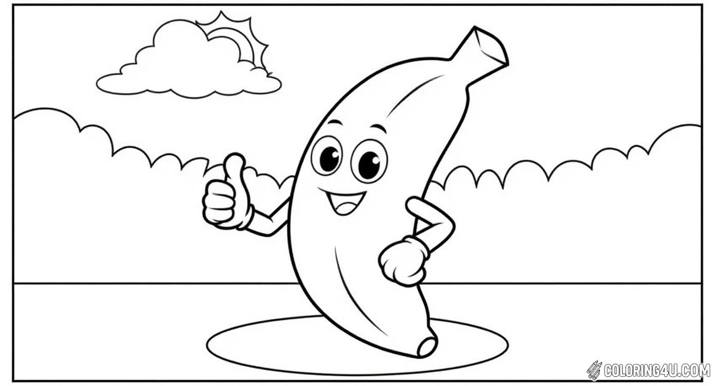 Banana Character Thumbs Up Coloring Page