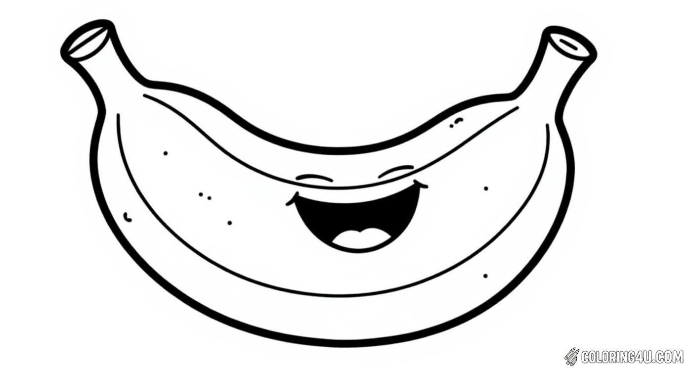 Join this adorable, smiling banana as it shines with joy surrounded by stars and bubbles! This fun coloring page will brighten your day and let your creativity peel away in a splash of colors.