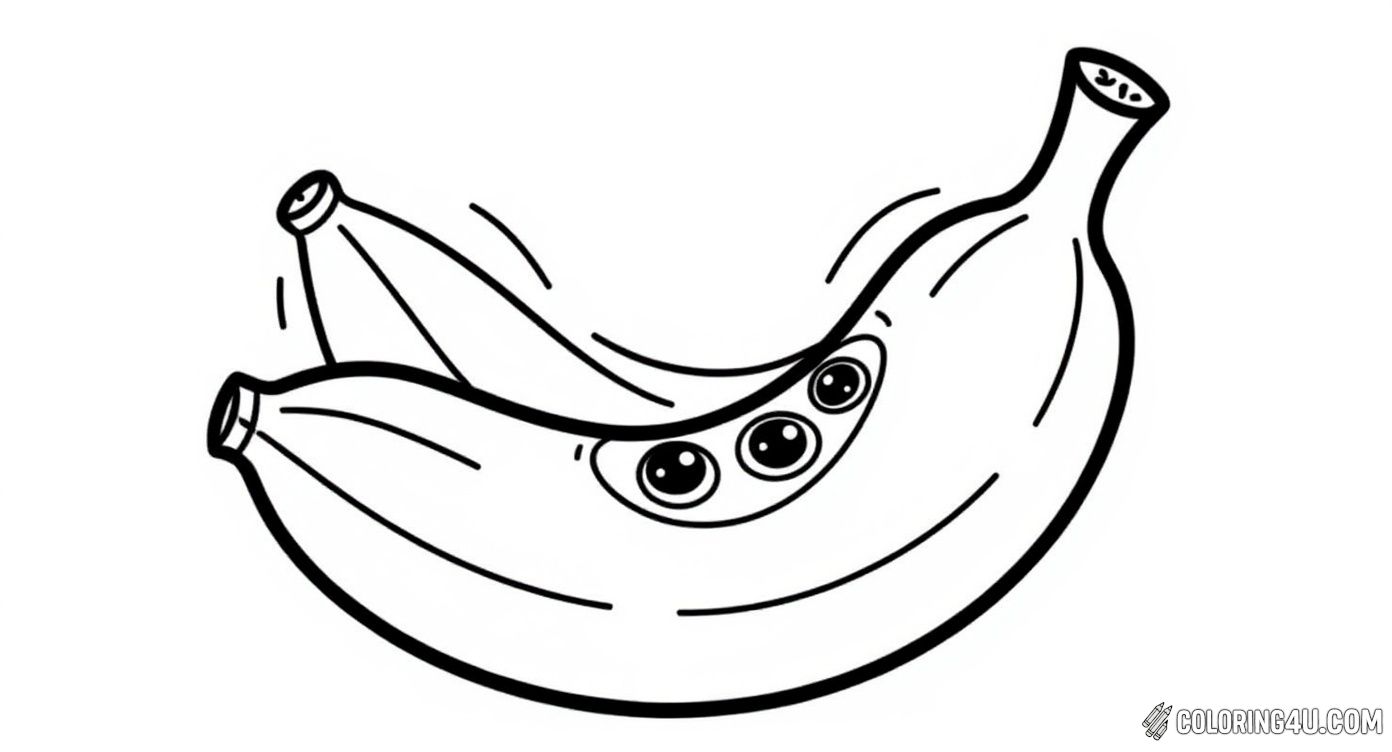 Happy Banana Fruit Coloring Page