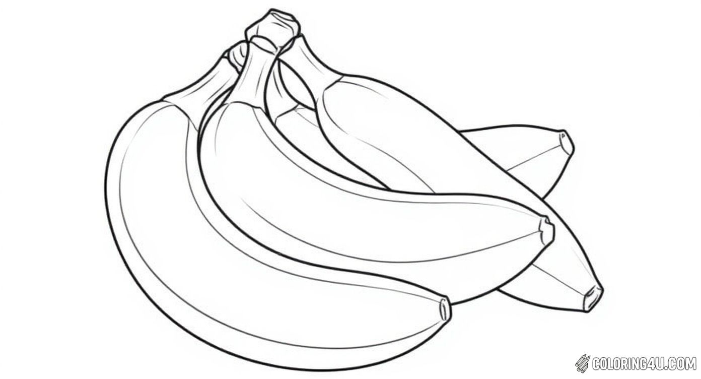 Printable coloring page of Realistic Banana Bunch Coloring Page from the Banana category.