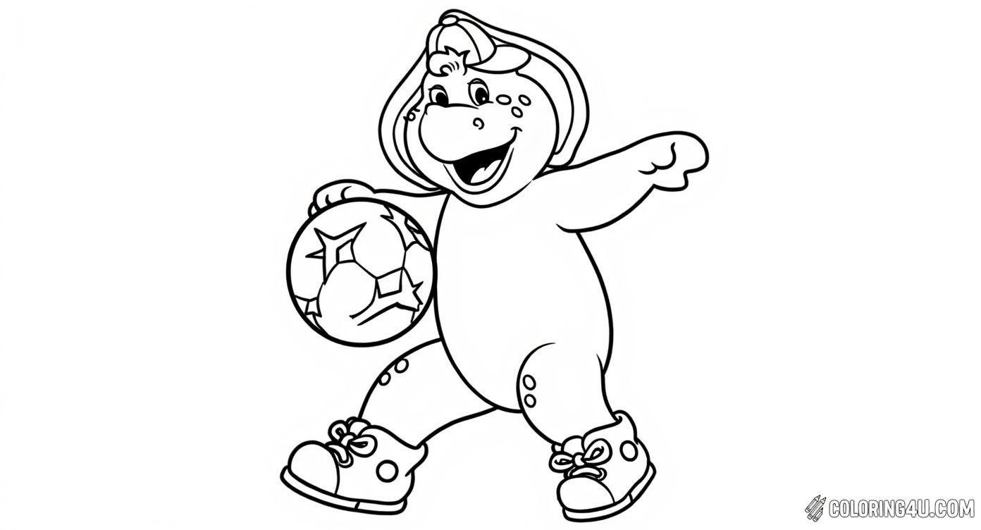 Barney Playing Football With Smile