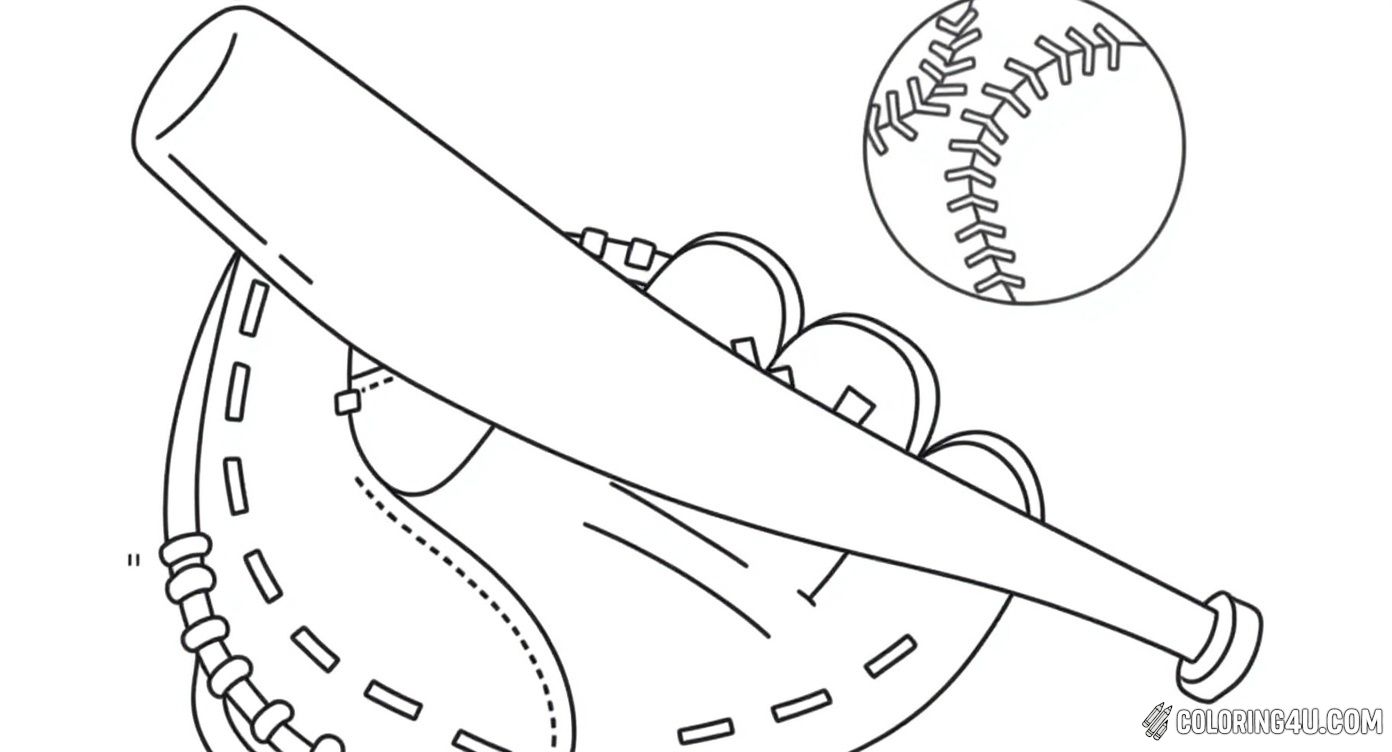 Baseball Bat Glove And Ball Outline