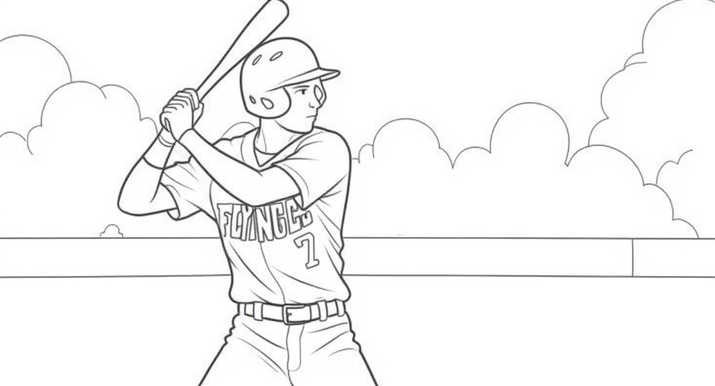 Get ready to color an action-packed scene of a focused baseball player in a helmet, preparing to hit the ball in the middle of a lively baseball game. Kids will love adding colors to this dynamic moment on the field, filled with excitement and anticipation!