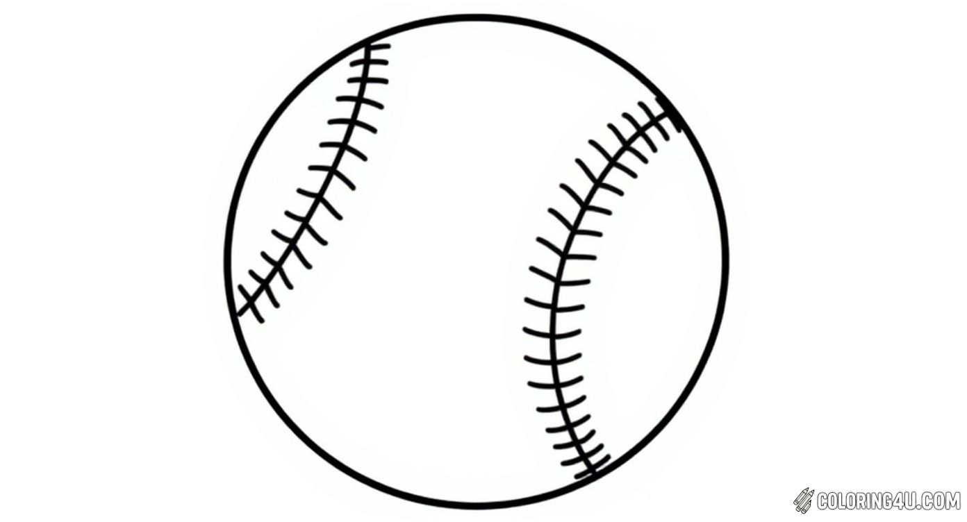 This easy-to-color page shows a classic baseball ball with detailed stitching. Perfect for younger kids or beginners, this simple outline encourages creativity while learning about this beloved sports equipment.