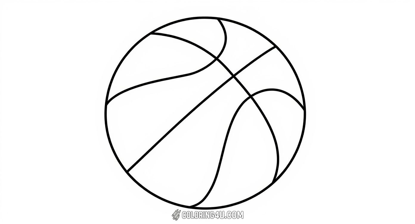 This fun and simple coloring page shows a classic basketball with clear outlines, perfect for younger kids or beginners. Children can have a great time coloring the smooth lines and creating a vibrant basketball using their favorite colors.