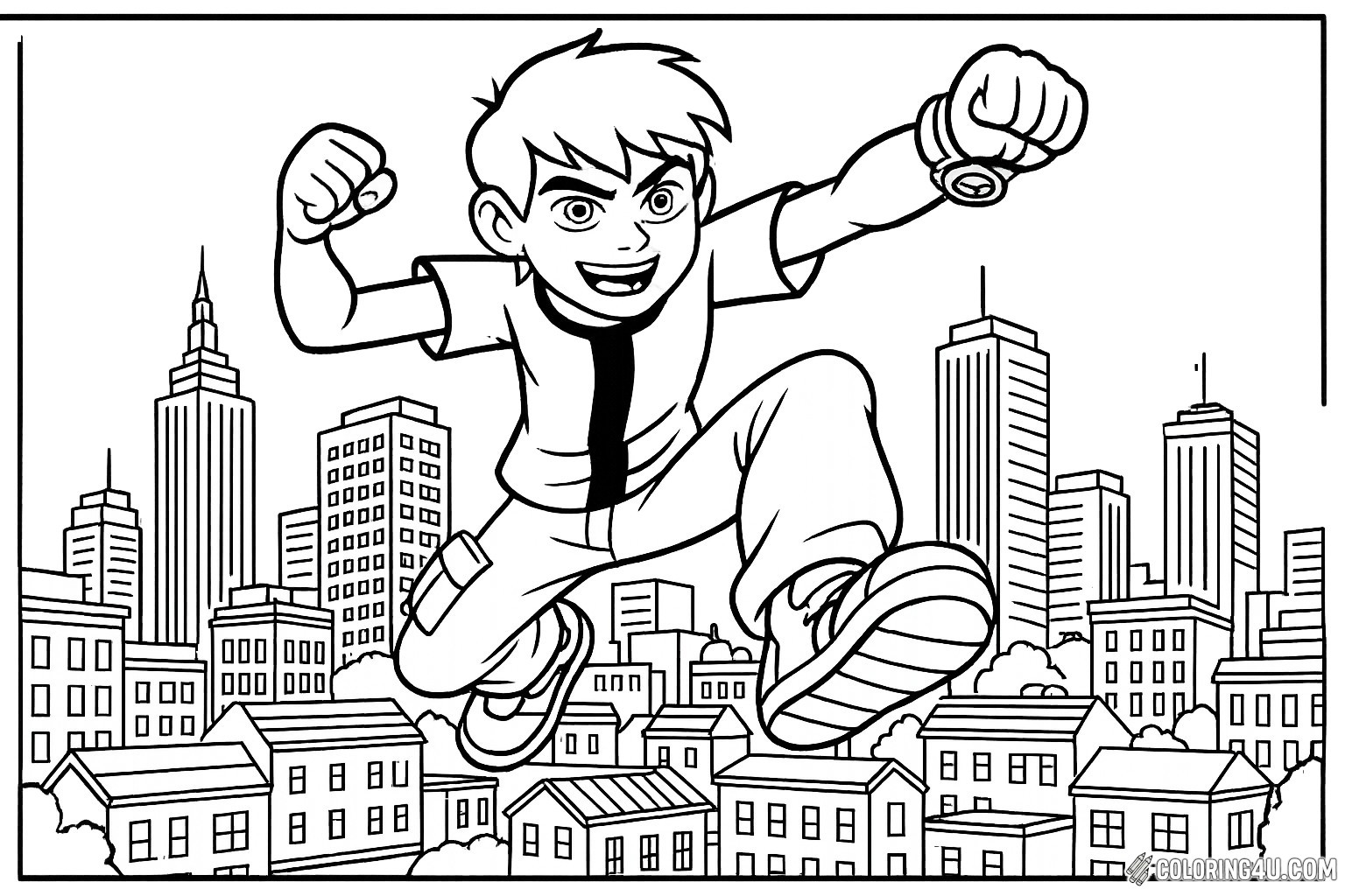 Ben 10 Heroic Leap Cityscape Background
