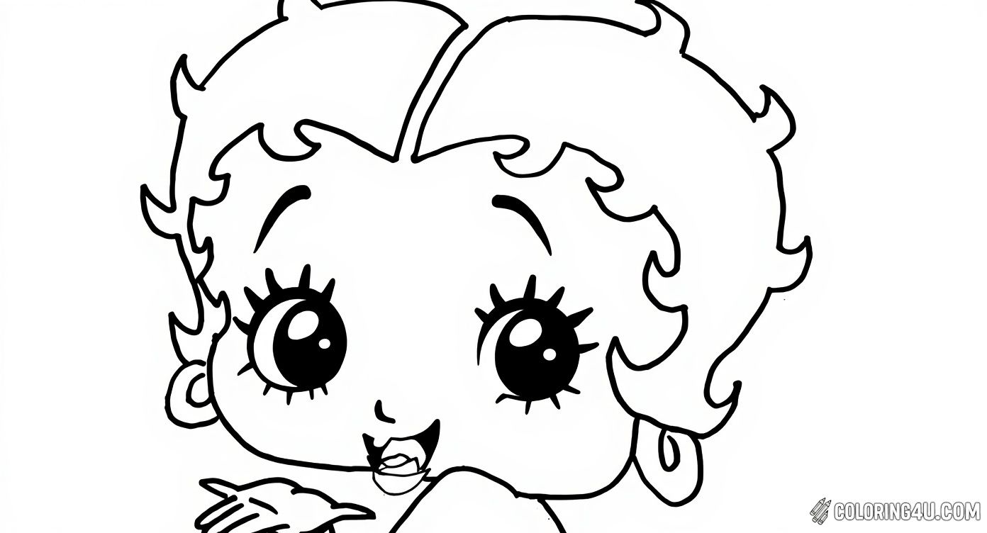 Betty Boop Winking Blowing A Kiss Coloring