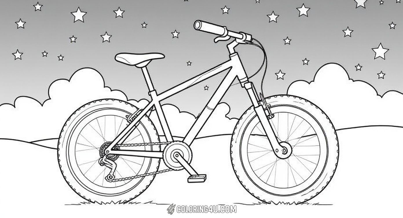 Mountain Bike With Stars Night Background