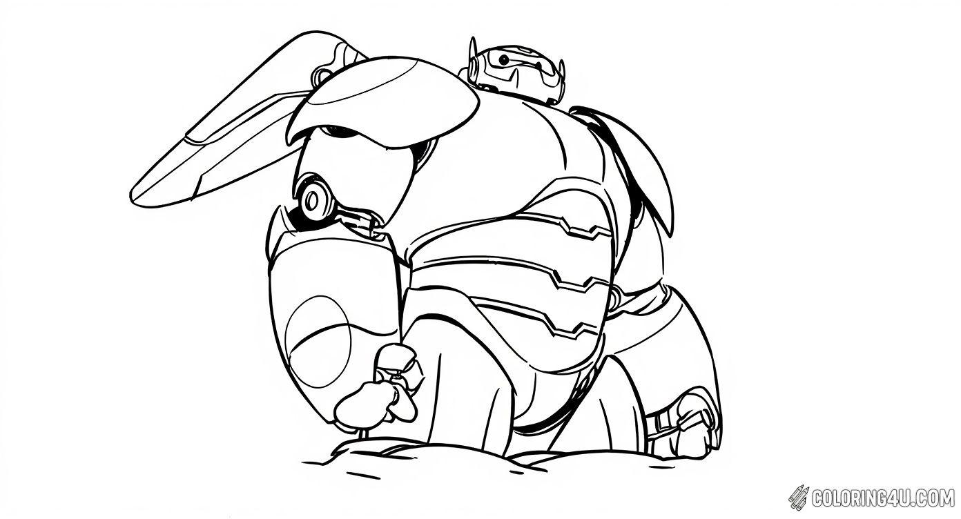 Join Hiro Hamada and his amazing robot friend Baymax from Big Hero 6 as they stand tall and ready to protect the city in this exciting coloring page perfect for young fans eager to bring their favorite heroes to life!