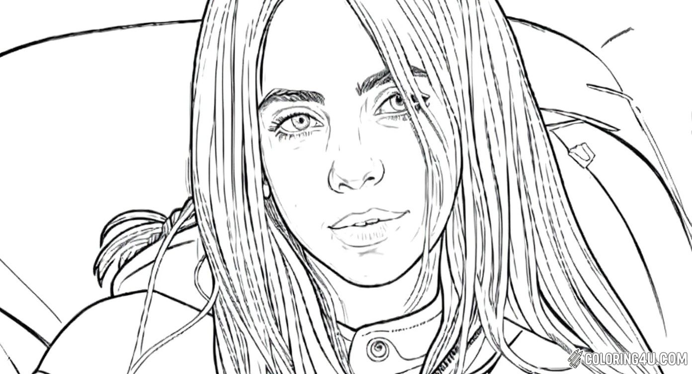 This coloring page features a detailed and realistic portrait of a young woman with long flowing hair, portrayed in a relaxed pose. Kids can enjoy adding colors to her casual jacket and expressive eyes while bringing this peaceful moment to life with their creativity.