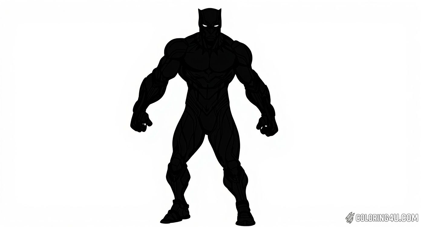 Black Panther Full Body Strong Stance Coloring