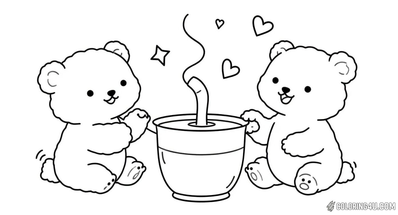 Cute Bears Playing With Boba Tea Cup