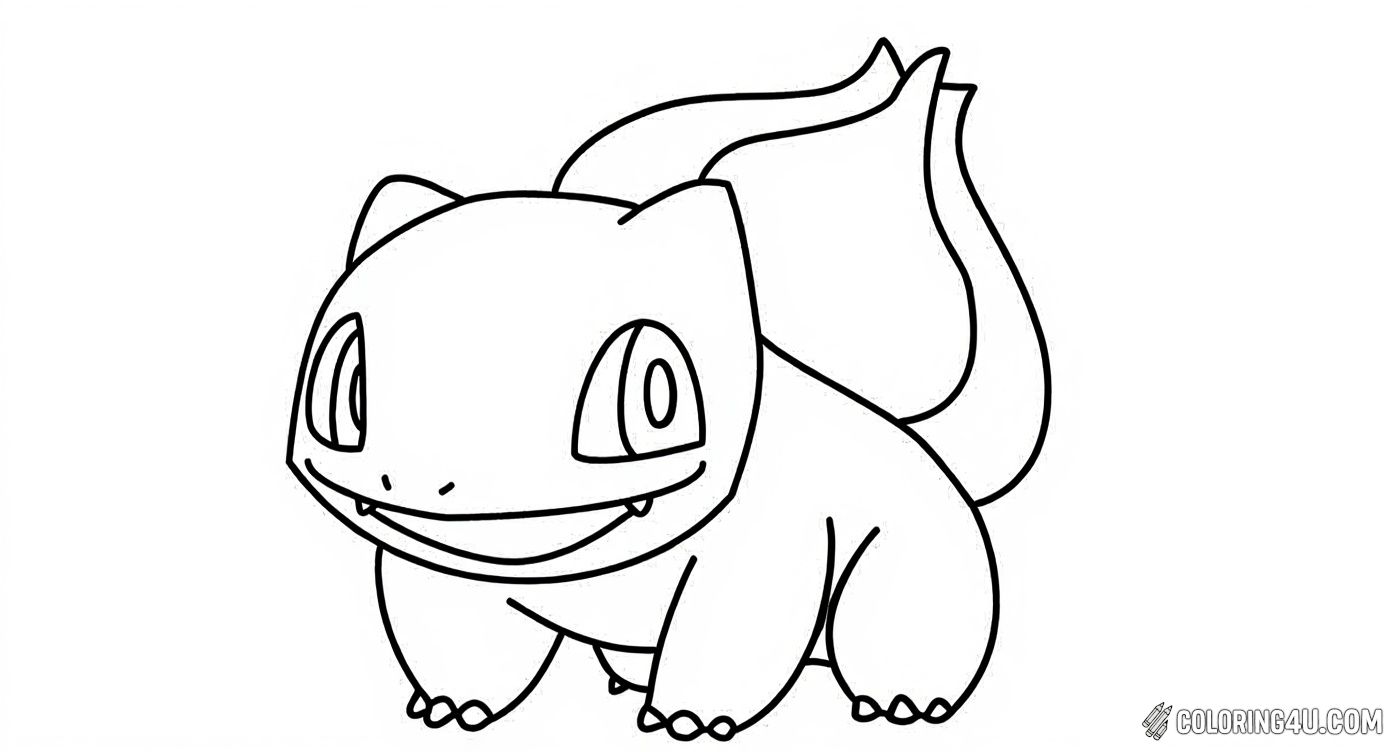Here is a simple and clear coloring page of Bulbasaur, the cute Pokémon character, ready for kids to bring it to life with bright and creative colors. Perfect for young fans who love easy and fun coloring activities.