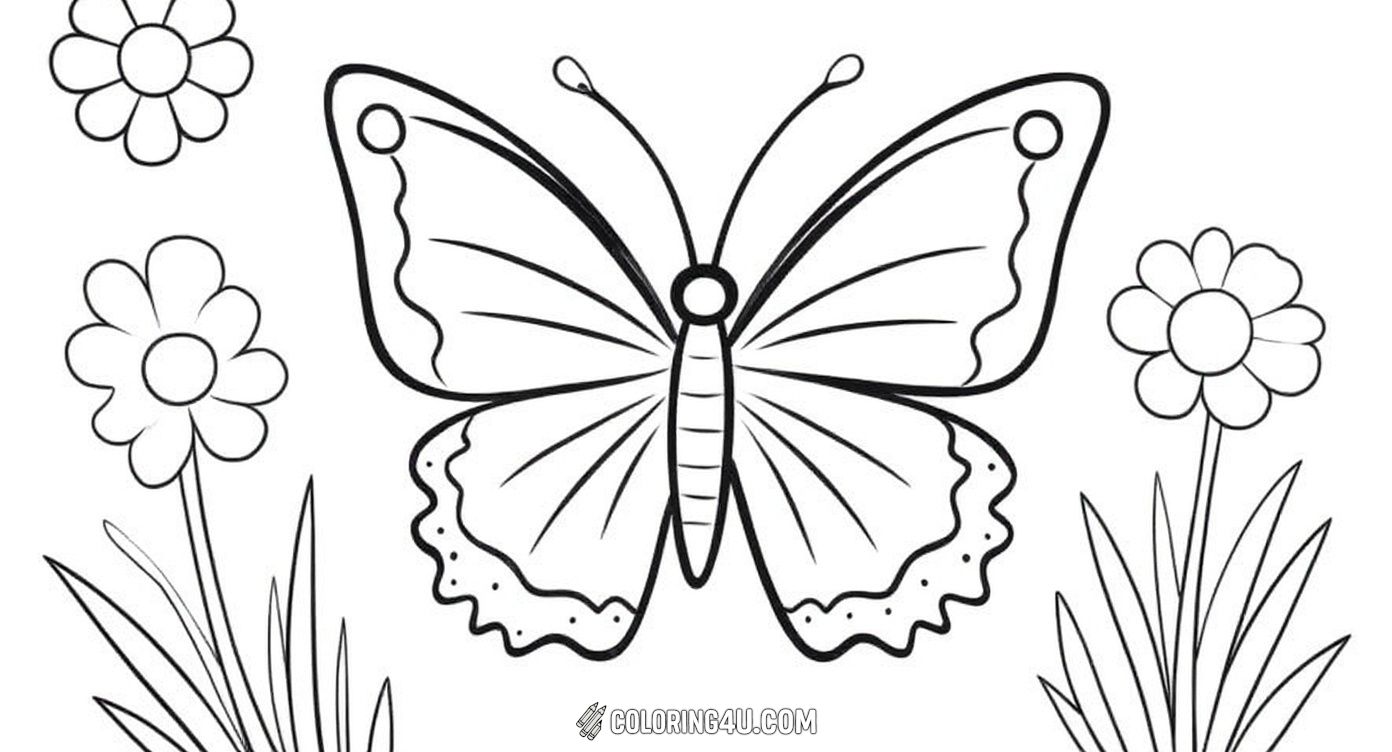This delightful coloring page features five charming butterflies fluttering around vibrant flowers. Perfect for beginners, kids can easily add their favorite colors to the different butterfly shapes and blooming flowers, sparking creativity and bringing the beautiful garden scene to life!