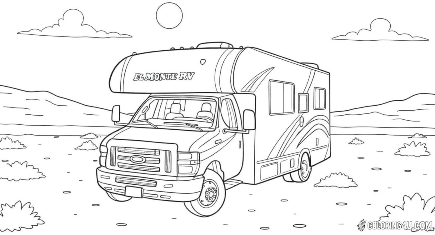 El Monte Rv Camper In Desert Landscape