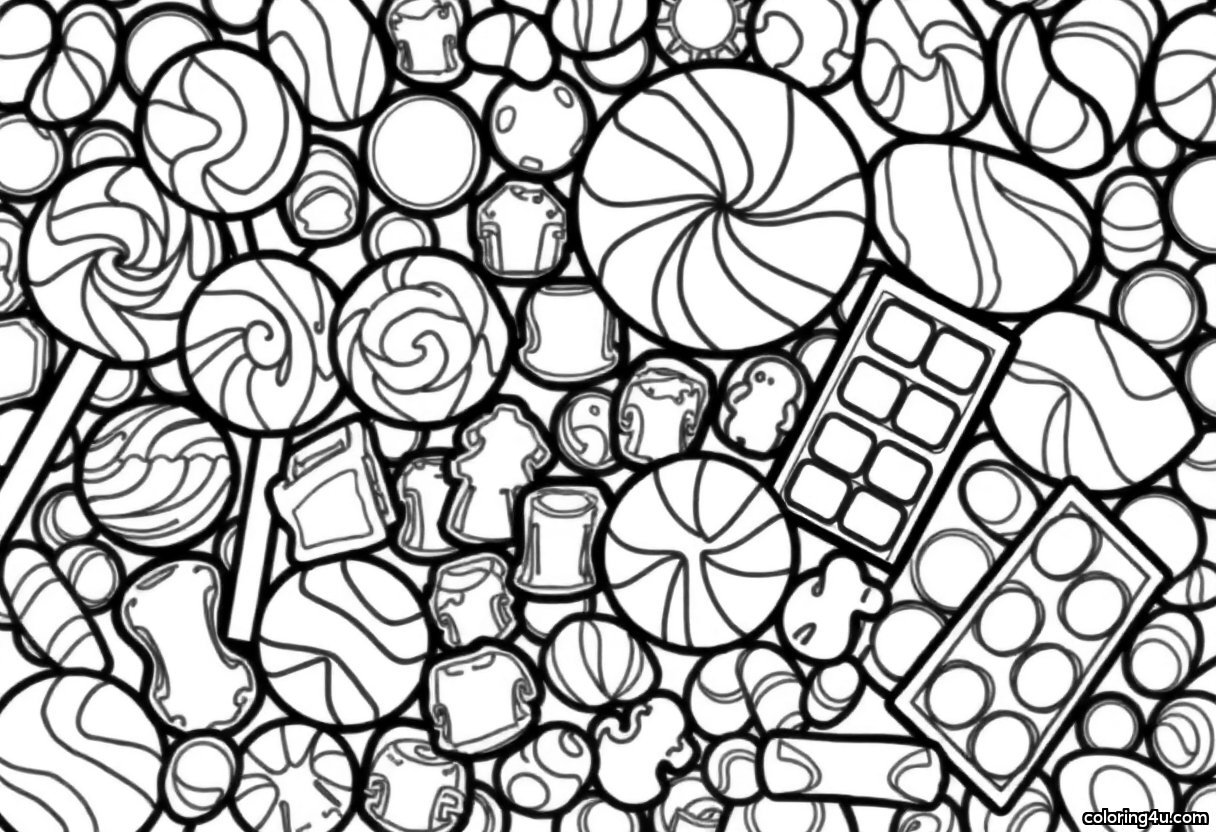 Colorful Candy Printable Coloring Pages