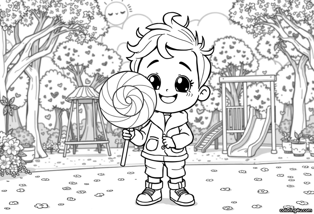 Giant Lollipop Holding Child