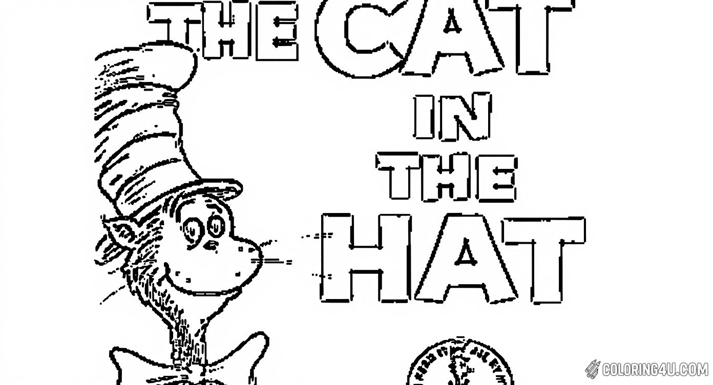 This coloring page features the iconic character from Dr. Seuss's beloved book, The Cat in the Hat. Kids can bring to life the mischievous cat wearing his tall striped hat and big bow tie while enjoying the fun and whimsical world of Dr. Seuss.