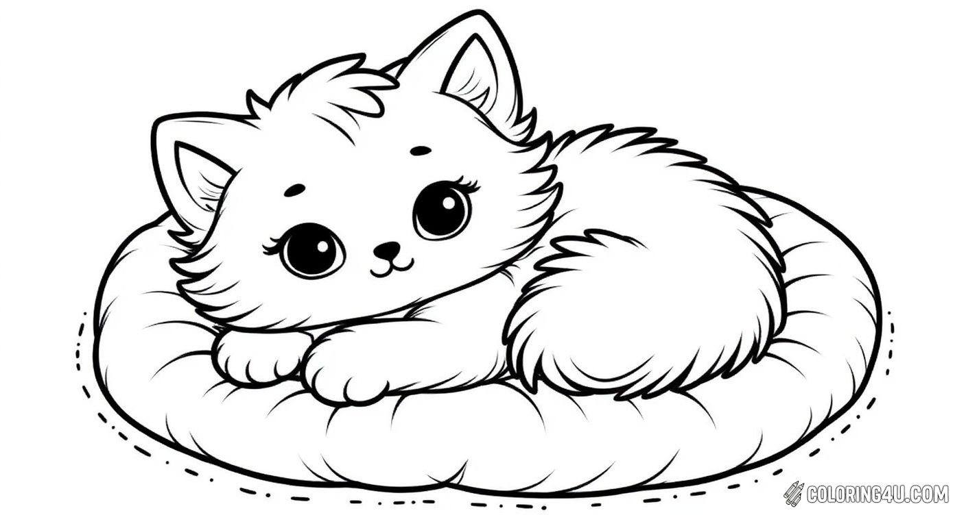 Cute Sleepy Cat On Soft Pillow