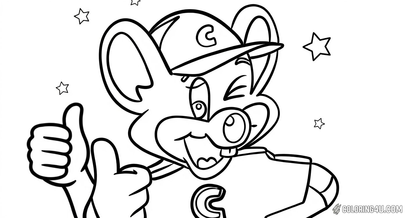 Chuck E Cheese Giving Thumbs Up Kids Coloring