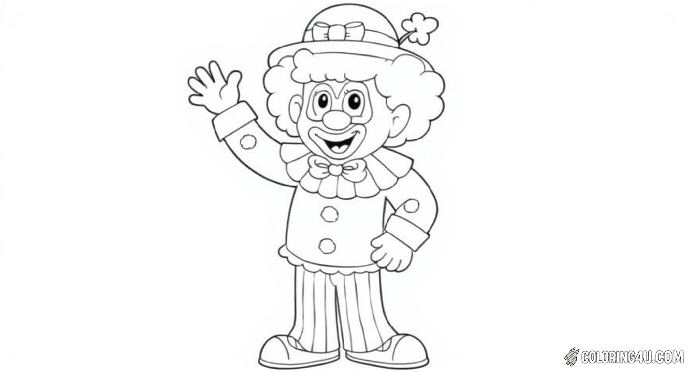 Friendly Circus Clown Waving Hand