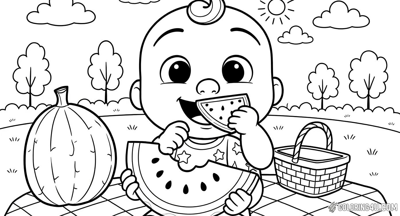 Cocomelon Baby Eating Watermelon Picnic