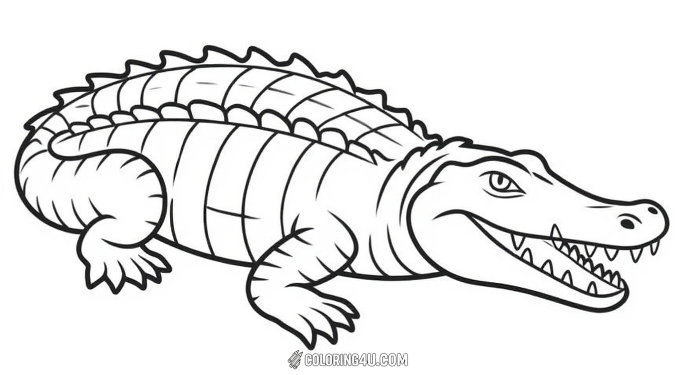 Dive into coloring with this detailed crocodile coloring page featuring realistic scales and an open mouth. Kids can enjoy bringing this lifelike crocodile to life with vivid colors, exploring textures and patterns while having fun with their crayons or markers.