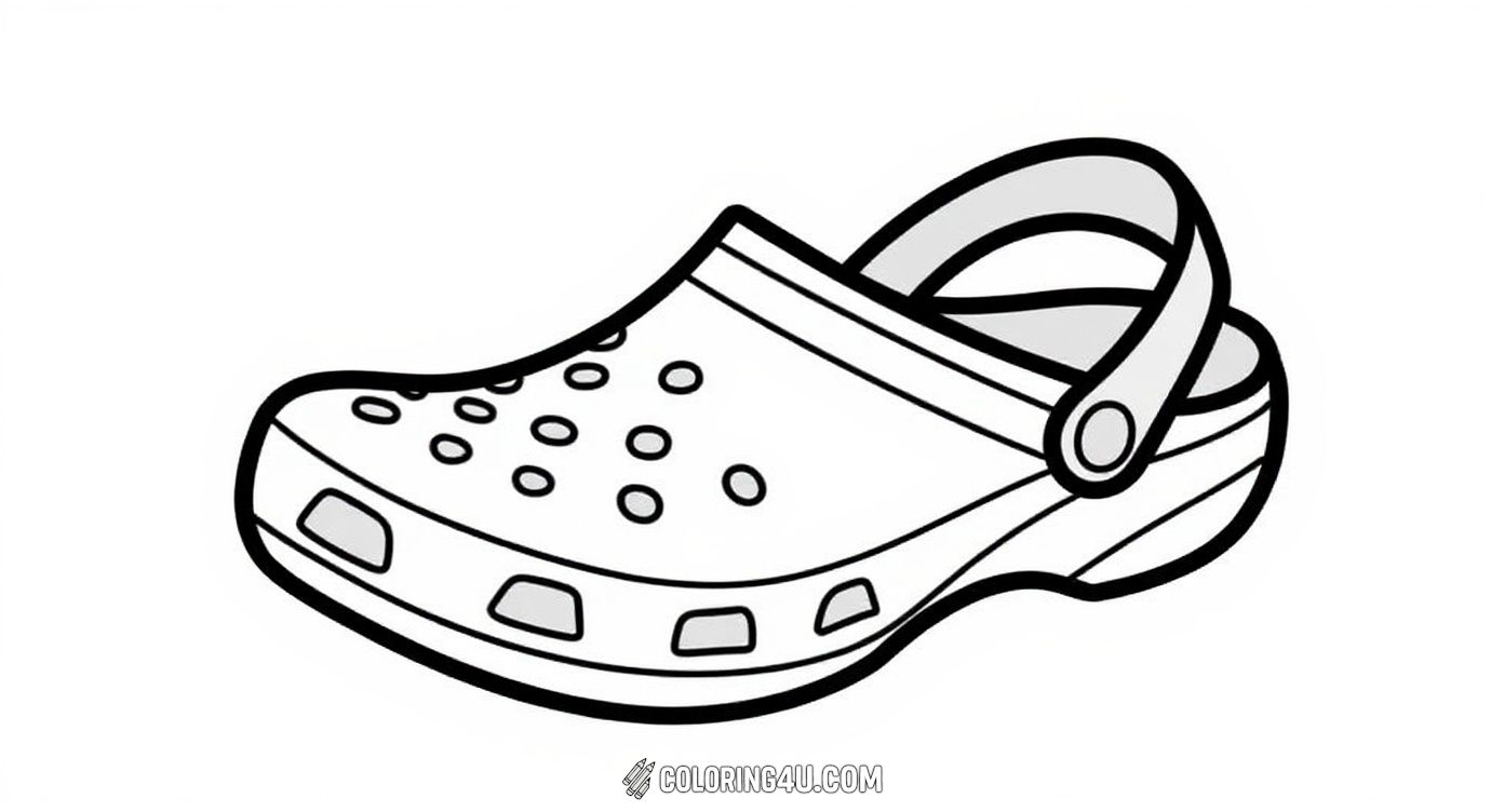 Dive into this simple yet charming coloring page featuring a single Croc clog. Kids can enjoy adding their favorite colors and patterns to this classic shoe design, making it as stylish and vibrant as they'd like!