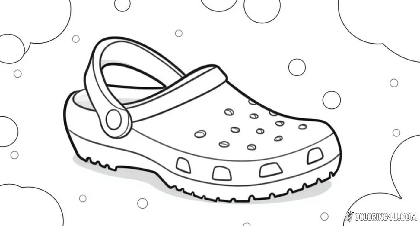 Here’s a delightful coloring page featuring one Croc shoe surrounded by bubbles, creating a playful and lively scene. Kids can have fun coloring the shoe and the bubbles with vibrant hues to make the picture pop!