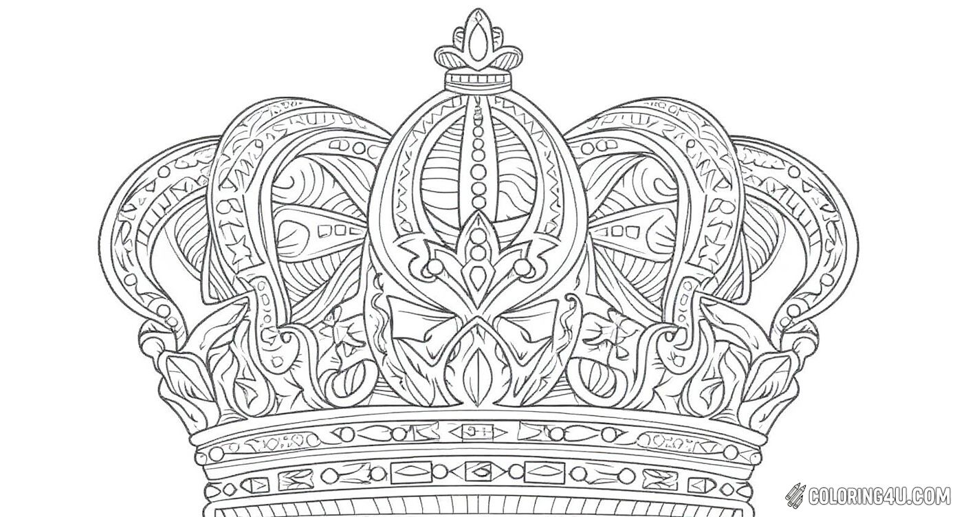 Intricate Royal Crown Coloring Page