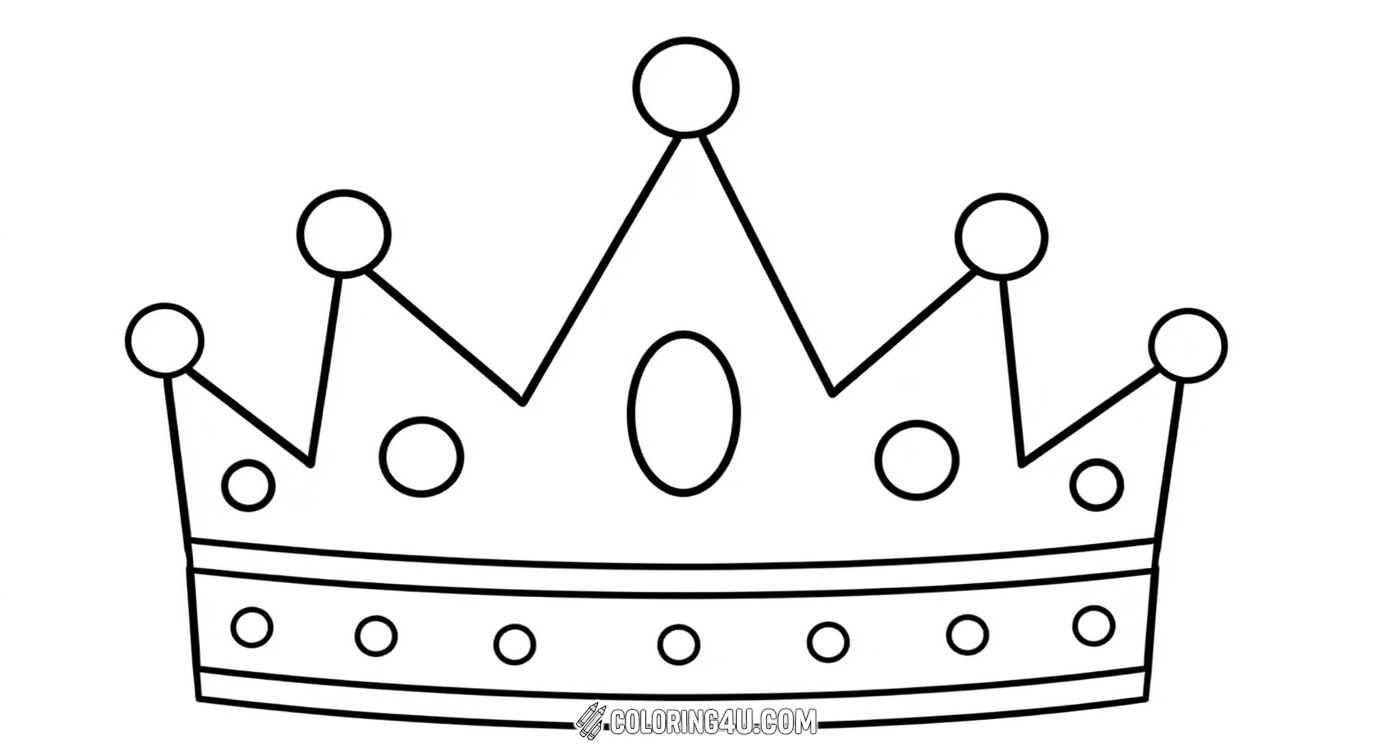 A simple and playful crown outlined for easy coloring, this page is perfect for younger children. Its straightforward design makes it fun and accessible for kids to add their bright and creative touches.